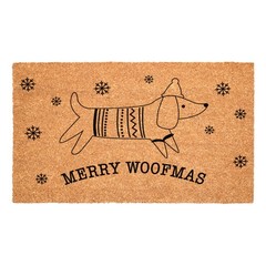 24″ X 36″ Brown And Black Christmas Dachshund Outdoor Coir Door Mat