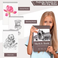 Sketch Book 8.5×11 inch, Spiral Bound 8.5 x 11inch(1 Pack), Reddish brown