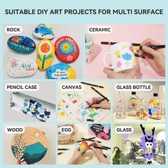 64 Colors Dual-Tip Acrylic Marker Set for Rock Painting Fabric Art Supply