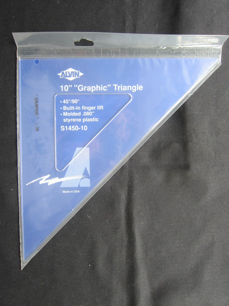 ALVIN S1450 10″ Transparent TRIANGLE 45°/90° BRAND NEW Plastic Drafting Graphic
