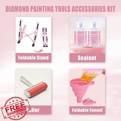 Qlonry Diamond Painting Tool Kit A4 LED Pad Pink 01A4
