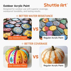25 Colors Outdoor Acrylic Paint Set, 2oz/60ml Waterproof Acrylic Paint with 1…