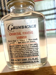 Grumbacher Charcoal Fixative Varnish Bottle No. 555 USA Artist Painting vintage
