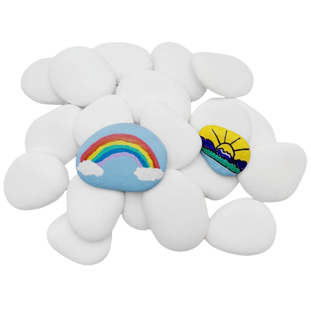 20 PCS White Painting Rocks 2″-3″ DIY Rocks Flat & Smooth Kindness Rocks for …