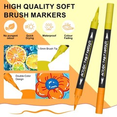132 Colors Acrylic Paint Markers Pens Set,66 Pack Brush Acrylic Paint Markers…