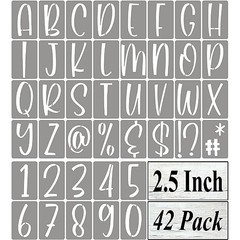 Alphabet Letter Stencils for Painting – 42 Pack Letter and Number 2.5 Inch