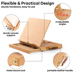 Tabletop Easel with Storage Drawer & Palette, Adjustable Portable Beech Wood …