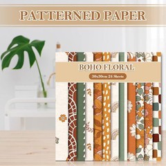 Whaline 24Pcs Floral Pattern Paper 30x30cm Retro Boho Rainbow Double-Sided…