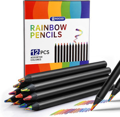 New Rainbow Pencils 12 Rainbow Colored Pencils Fun Pencil Art Supplies For Kids