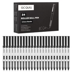 GC QUILL Liquid Rollerball Pens, Pack of 24, 0.5mm Black Ink