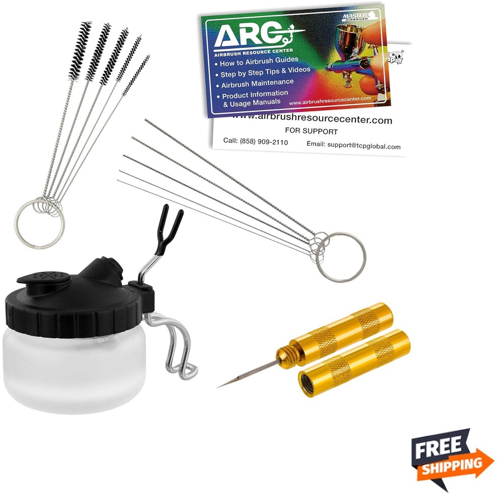 Complete Airbrush Cleaning Solution: 13-Piece Kit with Jar & Precision Tools