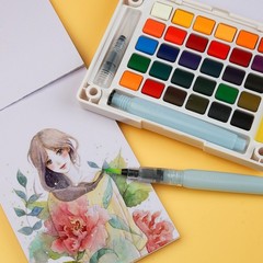 30-Color Watercolor Painting Set with Water Pen 24 Papers Travel Sketching