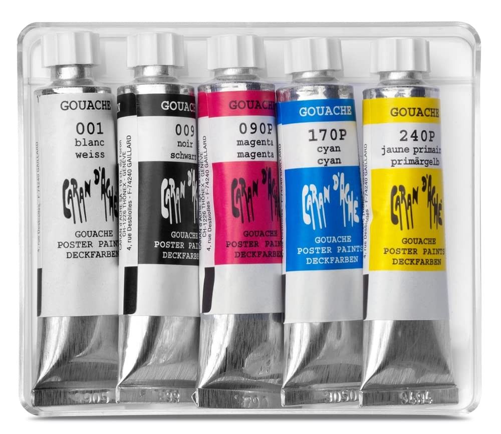 Gouache 3 Primary Colors Plus Black & White, 10 ml (2003.305)