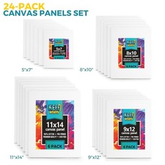 24-Pack 𝗣𝗥𝗘𝗠𝗜𝗨𝗠 Canvas for Painting, 6 of 5×7, 8×10, 9×12,11×14 Painti…