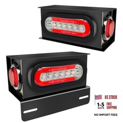 Sequential Turn Signal Trailer Lights, Oval LED Trailer with Square Metal Box
