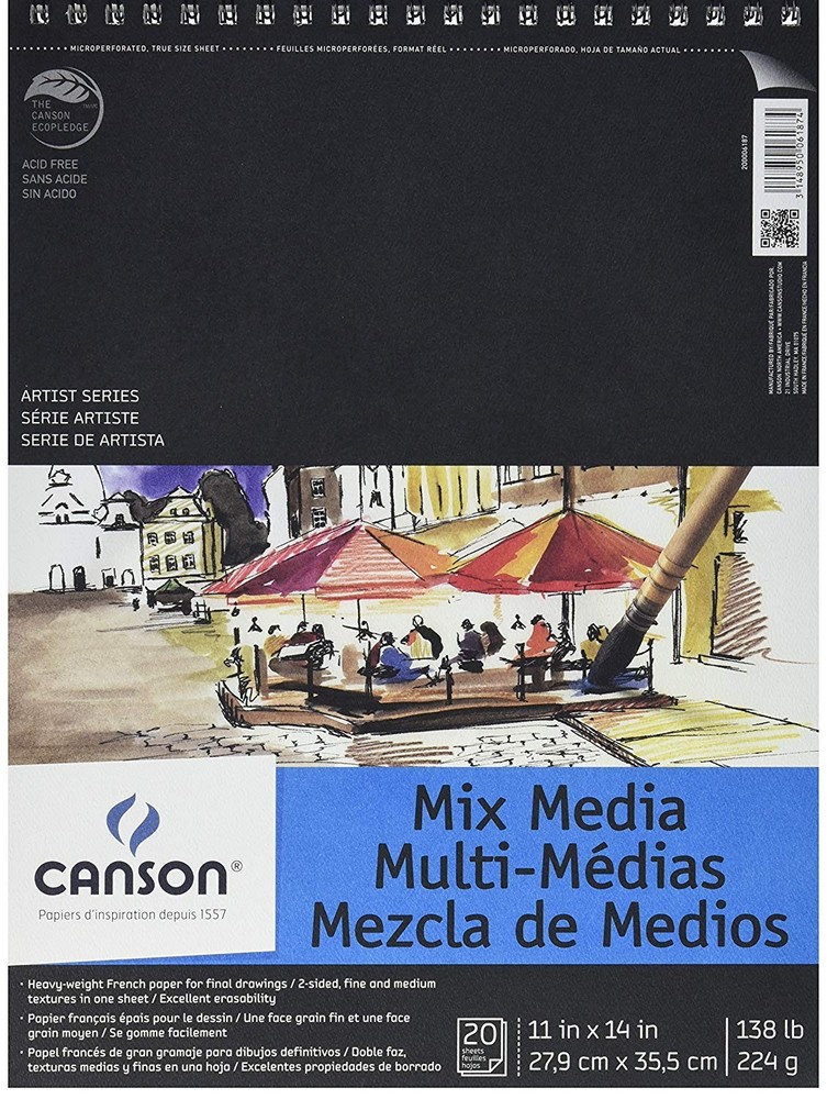 Mixed Media Paper Pad 9×12 20 Sheets 138lb Artist Paper for Drawing Paint