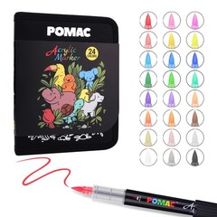 Acrylic Paint Markers Pens Brush Tip, 24 Assorted Colors Drawing Liquid Paint…