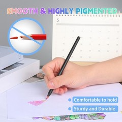 24 Pack Rainbow Pencils, 12 Colors, Black Wooden, Multi Colored, Pre-sharpened