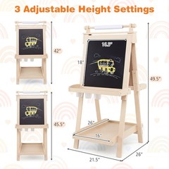 3-In-1 Kids Art Easel w/ Magnetic White Board Chalkboard Paper Roll & Holder