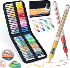 36 Colors Acrylic Paint Markers with Canvas Bag, Water-Based No-Bleed Paint Pens