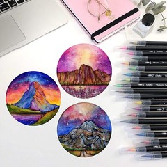 Ohuhu 24 Colors Watercolor Brush Pens W/A Watercolor Brush Pens, Drawing Marker