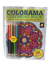 2015 Colorama Coloring Book Flowers Paisleys Stained Glass & More