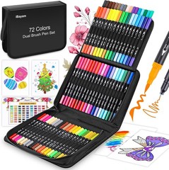 Art Markers Set, 72 Colors Dual Tip Brush Pens for Adult Coloring Book, Note-…