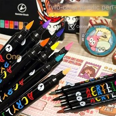 Professional Art Use 48-Color Acrylic Paint Markers Dual-Tip Fine and Brush Pens