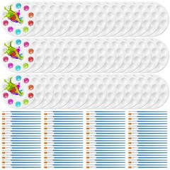 150 Pcs Painting Brushes Palettes Set 100 Watercolor Paint Brushes 50 Tray Pa…