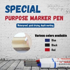 6pcs Long Head Marker Pens Multi-Purpose Deep Hole Red, Black, Blue