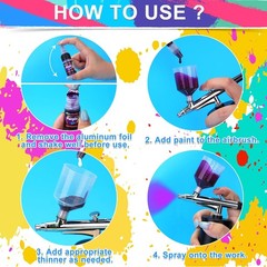 Airbrush Acrylic Paint Kit 54 Color Set with Thinner 1 Pack