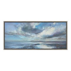 Sylvie The Tide Waits for No Man Framed Canvas Wall Art by 18L” x 40W” Gray