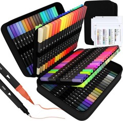 Art Supplier Dual Brush Markers Pens, 110 Artist Coloring Marker Set, Finelin…