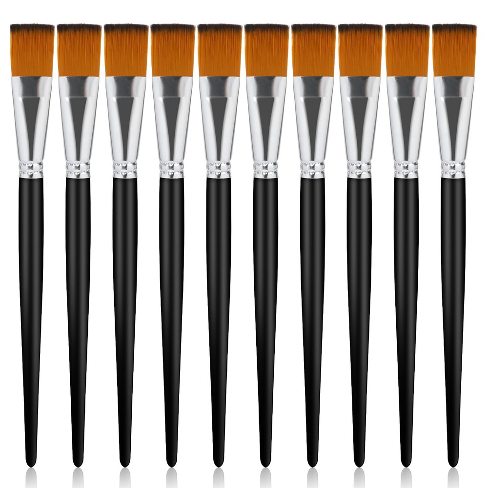 10 Pcs Flat Paint Brushes 1 Inch Acrylic Paint Brush Artist Craft Painting Brush