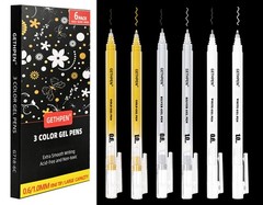 Gold Silver White Gel Pens 0.6/1.0mm Extra Fine Point Ink Black Paper Art