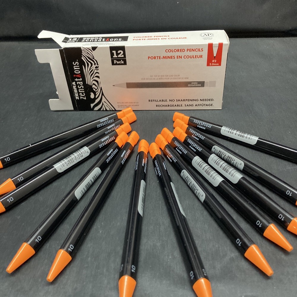 Orange Zebra “Zensations” Mechanical colored pencils, Pack Of 12