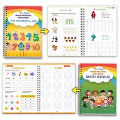 4 PCS Magic Practice Copybook Grooved Handwriting Workbook Kid Age 38
