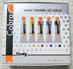 Royal Talens Cobra Study Water Mixable Oil Paint Set, 15x40ml tubes Tubes