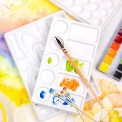 Watercolor Palette Tray 10 Wells White Rectangle Ceramic Artist Paint Palette Po