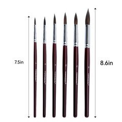 Transon Squirrel Hair Round Paint Brush Set 6PCS Short-Handle, Red