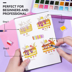 Meiliang Watercolor Paint Set, 36 Standard Colors and 12 Glittery Colors in Exqu