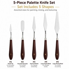 5-Piece Stainless Steel Palette Knife Set – Artist Oil Painting Scraper Spatulas
