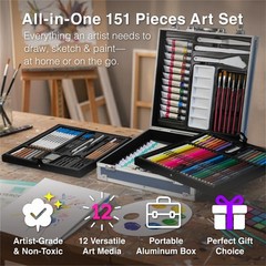 151-Piece Professional Art Supply Set with Mixed Media, Paint Kit & Brushes i…