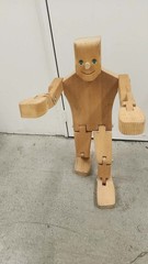 Wooden Articulated Artist Mannequin Poseable Figure, Green Eyes, 30 in