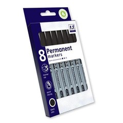 IG Design Black Permanent Marker Pens – Plastic CD Glass Metal – Pack of 8