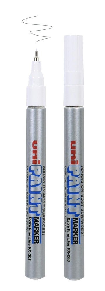 2 PCS Uni Paint PX203 OilBased Paint Markers Extra Fine Line 0.8mm Silver