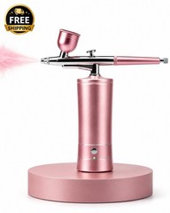 Cordless Airbrush Kit Portable Makeup Nail Art Compressor 0.3mm 10cc Metal Cup