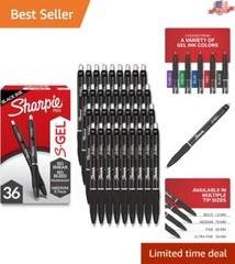 36 Count S-Gel Black Gel Pens – No Bleed, Comfortable Grip for Everyday Use