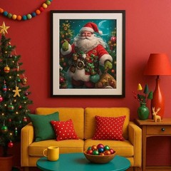 Quirky Santa Claus Paint By Number Kit 16×20 Christmas Tree Holiday Canvas Art