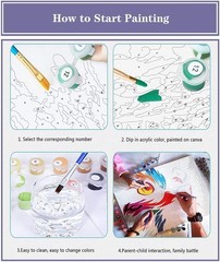 4 Pack Paint by Numbers Kit for Adults Beginner with Frame,Paint by Number with